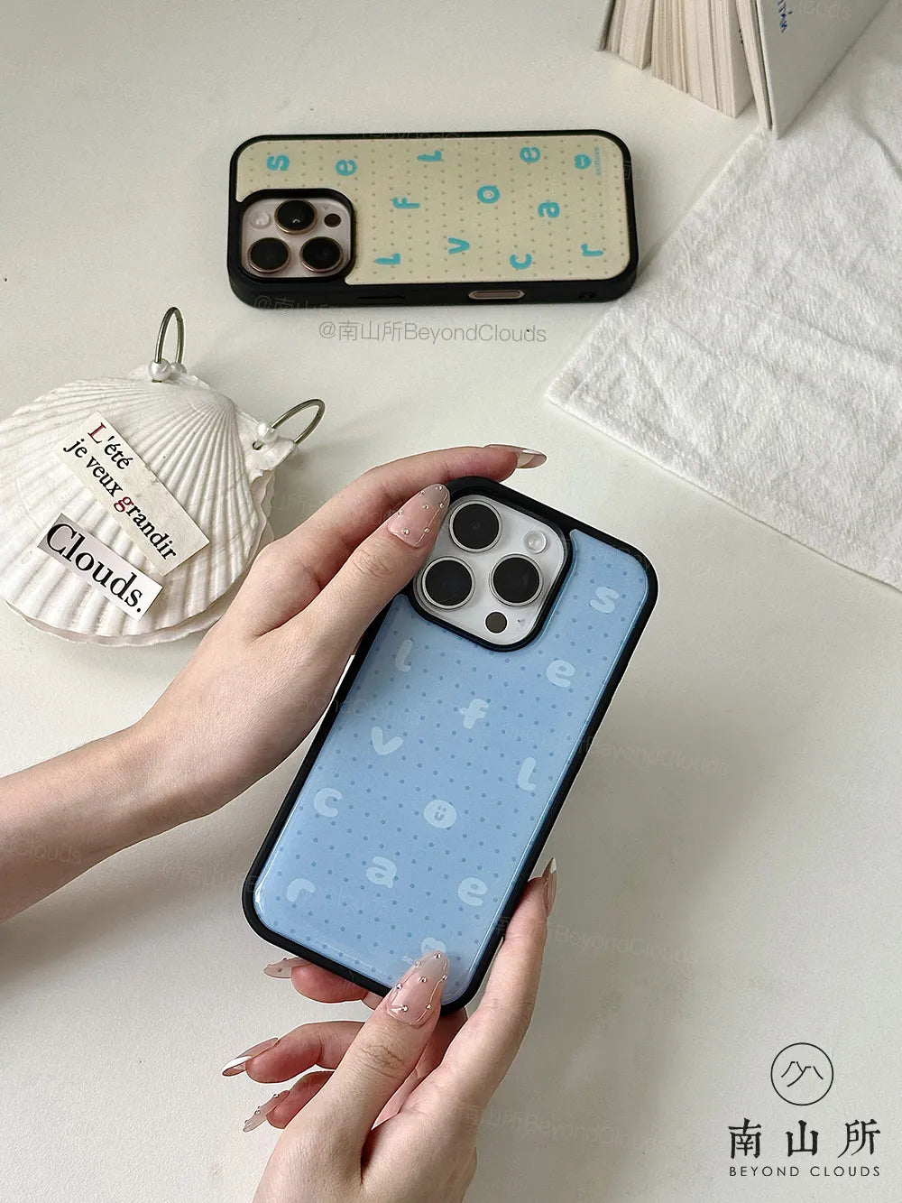 Polka Dot Lettering Epoxy Phone Case-BC003R