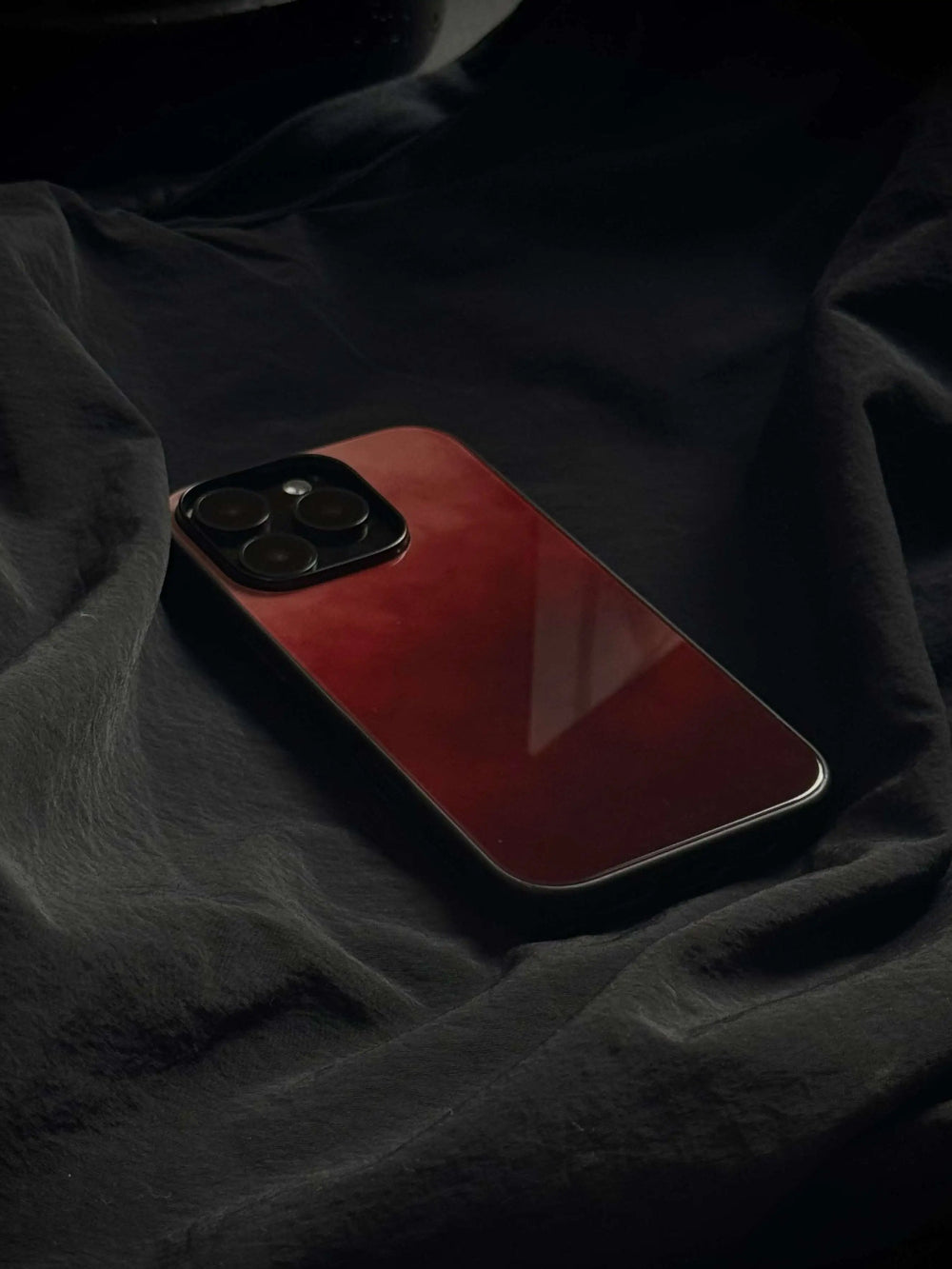 Crimson Red Glaze Tempered Glass Phone Case-CHO