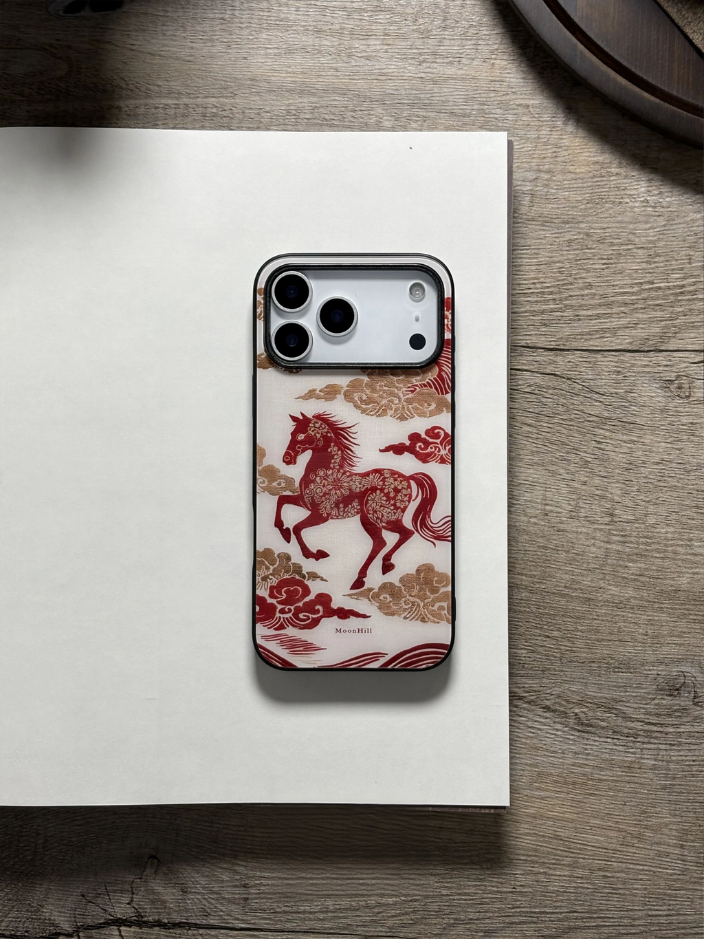 Chinoiserie Auspicious Horse Tempered Glass Phone Case-MH