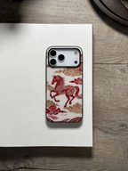 Chinoiserie Auspicious Horse Tempered Glass Phone Case-MH