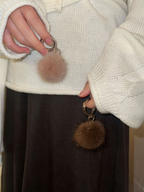 Genuine Mink Fur Pom-Pom Keychain Charm