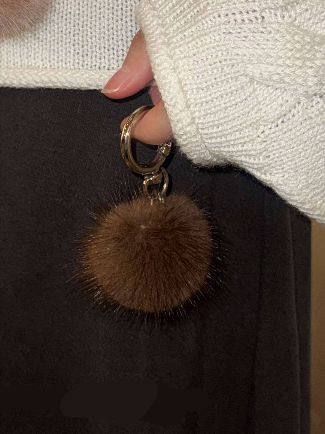 Genuine Mink Fur Pom-Pom Keychain Charm