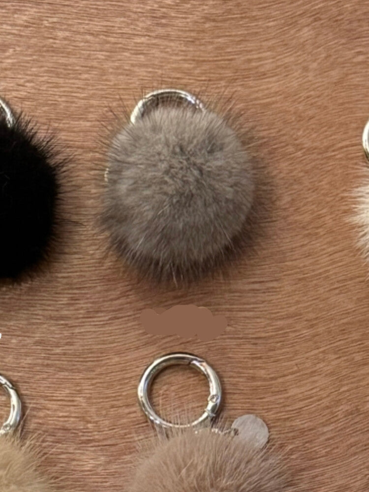 Genuine Mink Fur Pom-Pom Keychain Charm