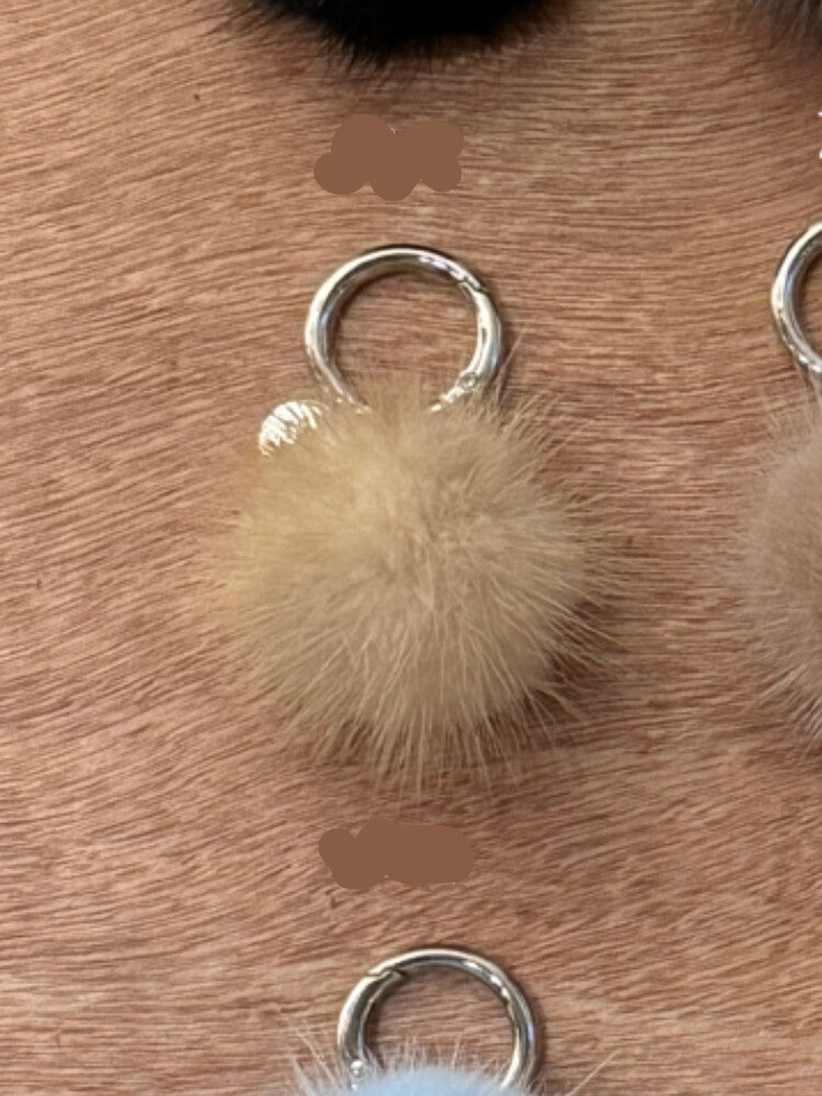 Genuine Mink Fur Pom-Pom Keychain Charm