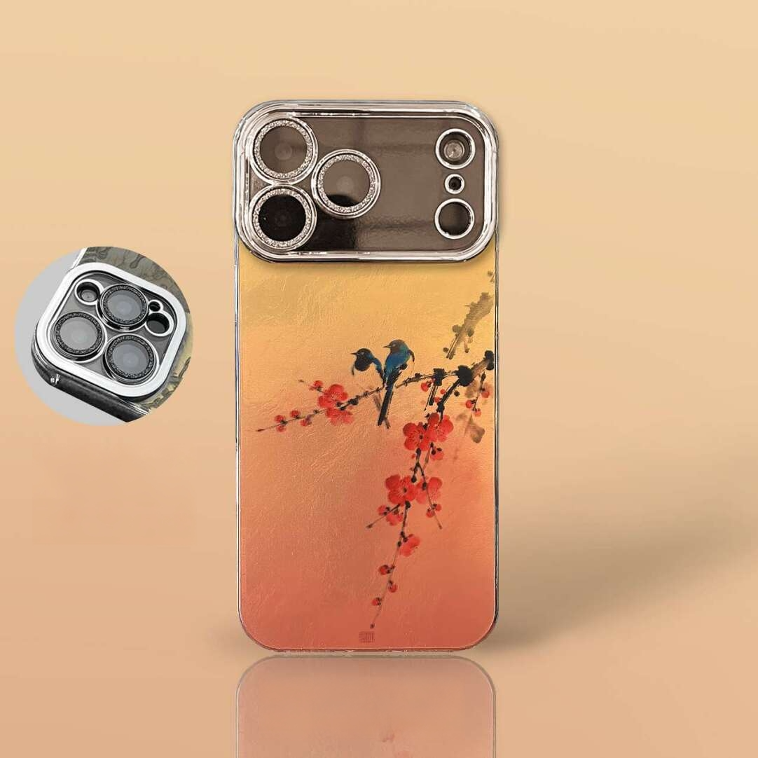 Chinoiserie Magpie & Plum Blossom Laser Metallic Phone Case-YX