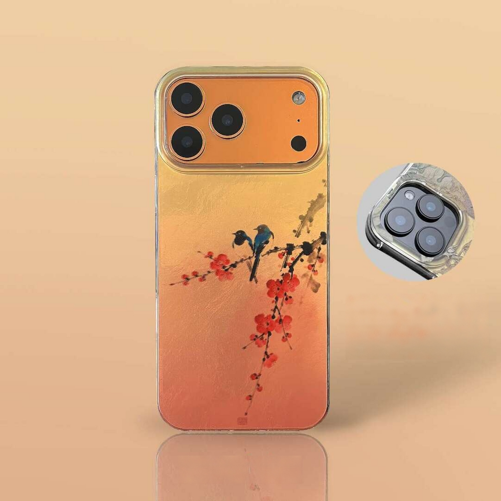 Chinoiserie Magpie & Plum Blossom Laser Metallic Phone Case-YX