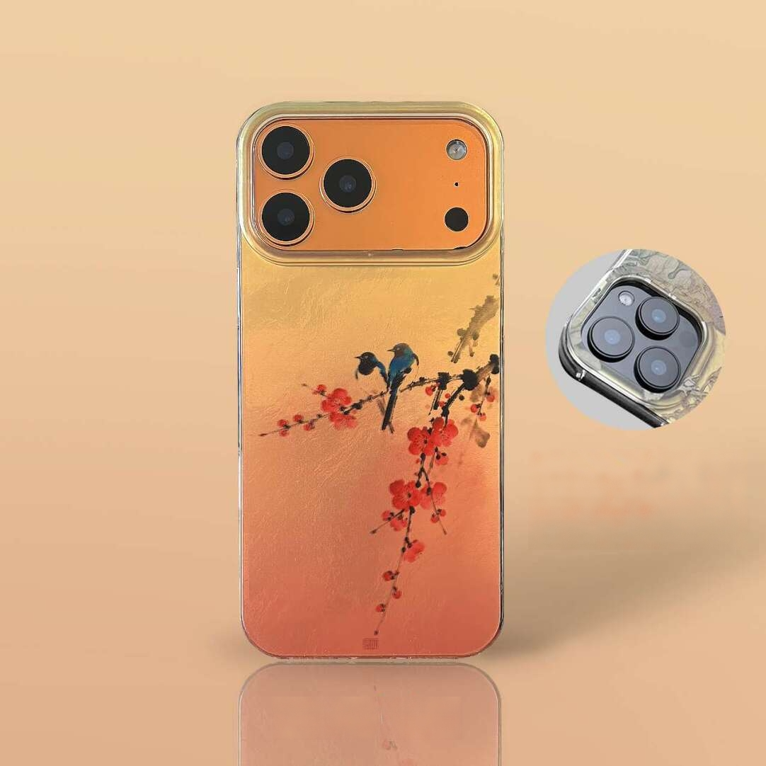 Chinoiserie Magpie & Plum Blossom Laser Metallic Phone Case-YX