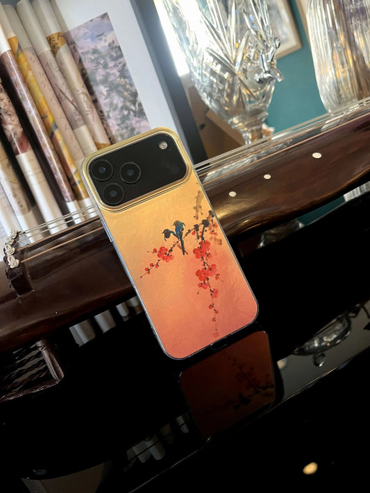 Chinoiserie Magpie & Plum Blossom Laser Metallic Phone Case-YX