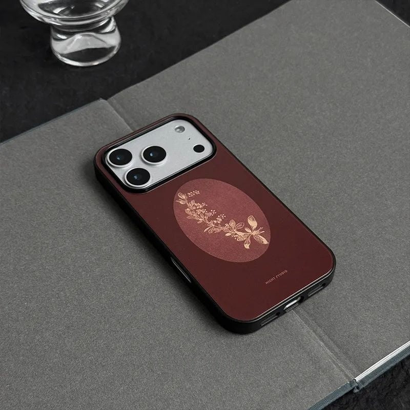 Vintage Aesthetic Floral Red Tempered Glass Phone Case-NS
