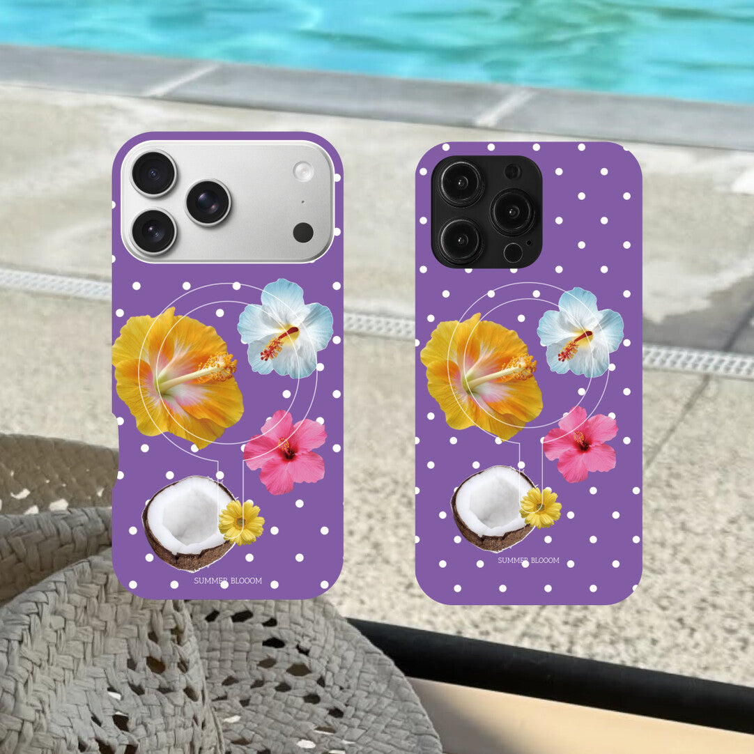 Tropical Floral & Polka Dot Phone Case Single Layer SB-IML-MagSafe