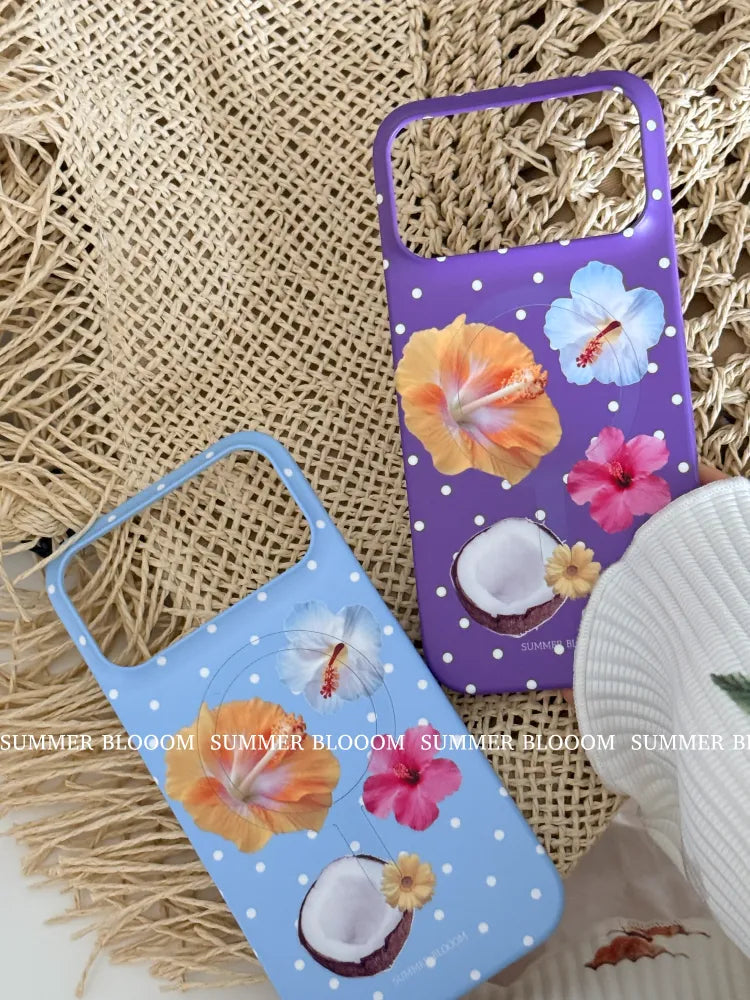 Tropical Floral & Polka Dot Phone Case Single Layer SB-IML-MagSafe