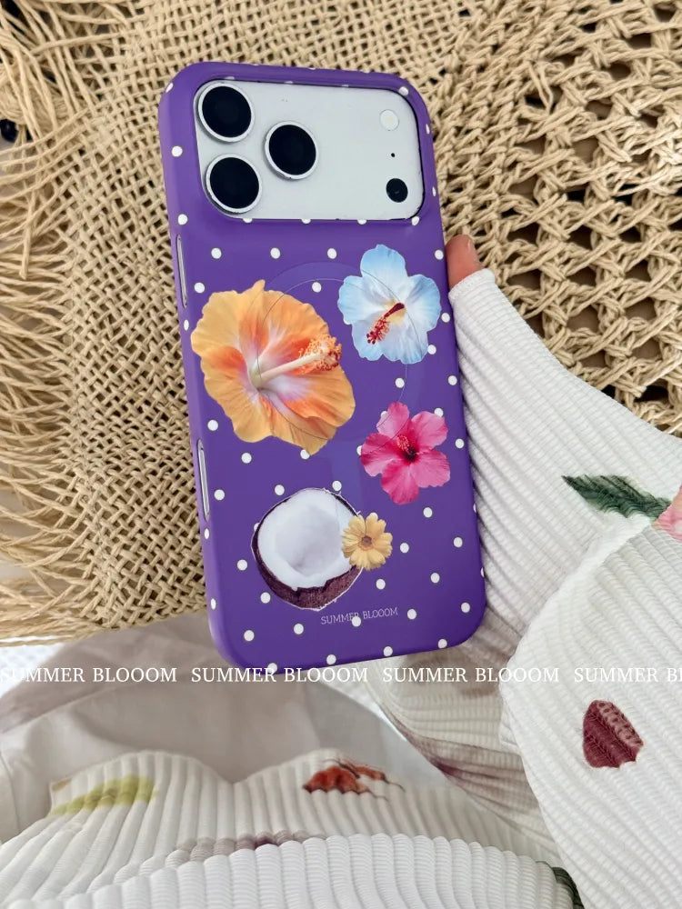 Tropical Floral & Polka Dot Phone Case Single Layer SB-IML-MagSafe