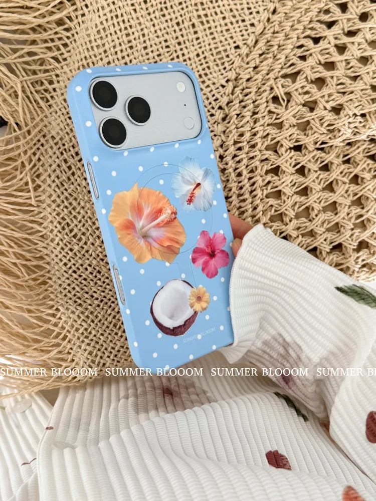 Tropical Floral & Polka Dot Phone Case Single Layer SB-IML-MagSafe