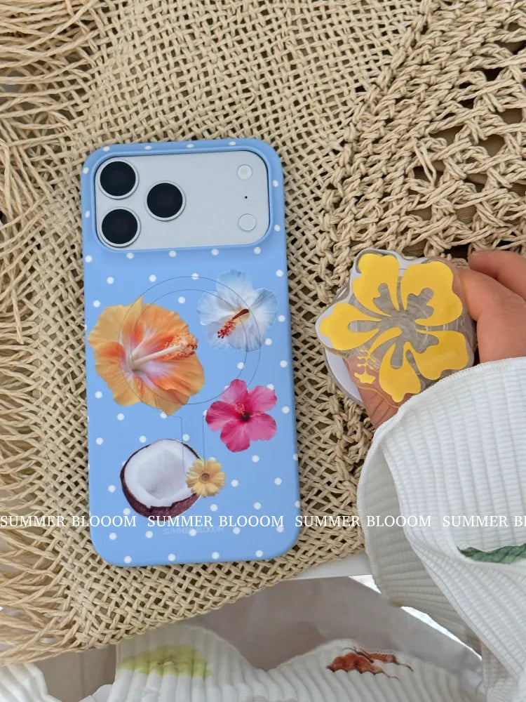 Tropical Floral & Polka Dot Phone Case Single Layer SB-IML-MagSafe