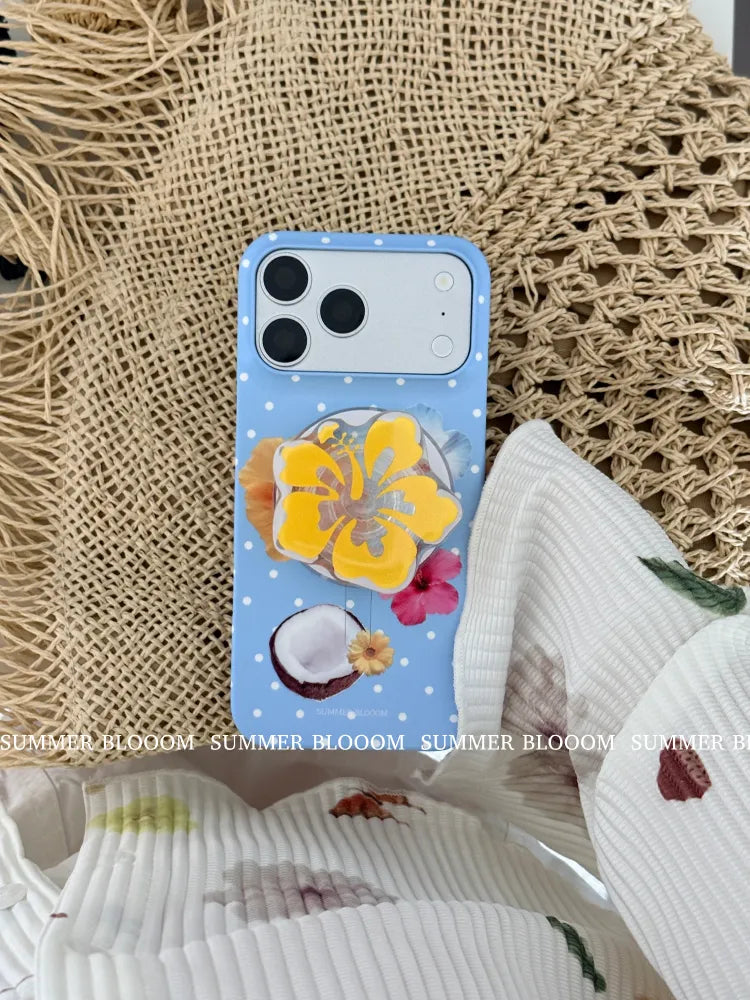 Tropical Floral & Polka Dot Phone Case Single Layer SB-IML-MagSafe