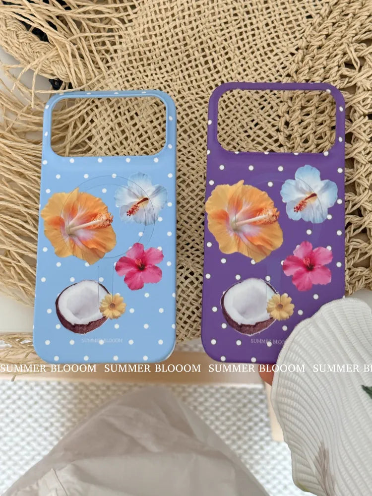 Tropical Floral & Polka Dot Phone Case Single Layer SB-IML-MagSafe
