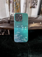 Chinoiserie Bamboo & Flying Birds Laser Metallic Phone Case-YX