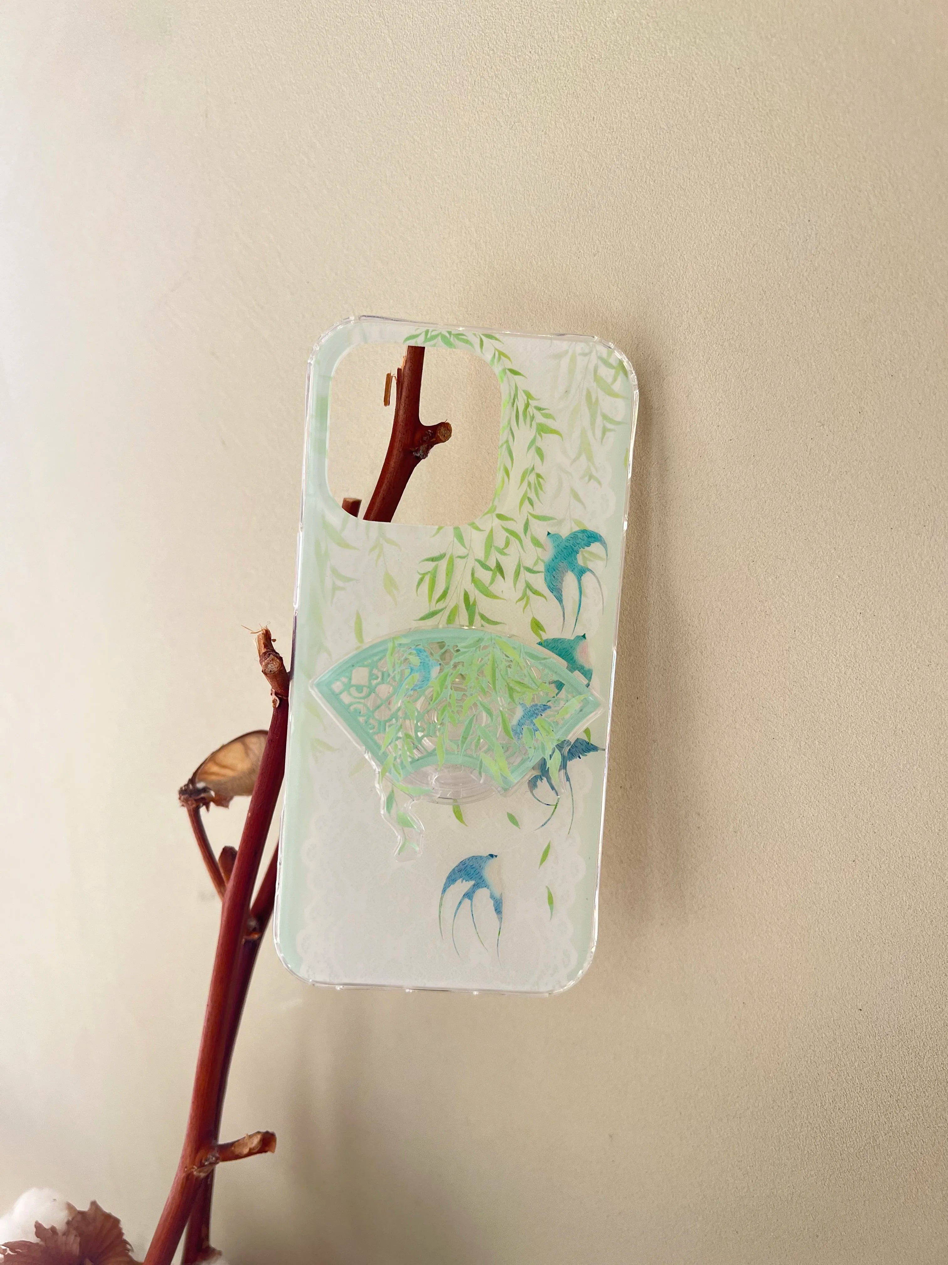 Chinoiserie Spring Willow & Swallows Frosted IMD Phone Case-YSH
