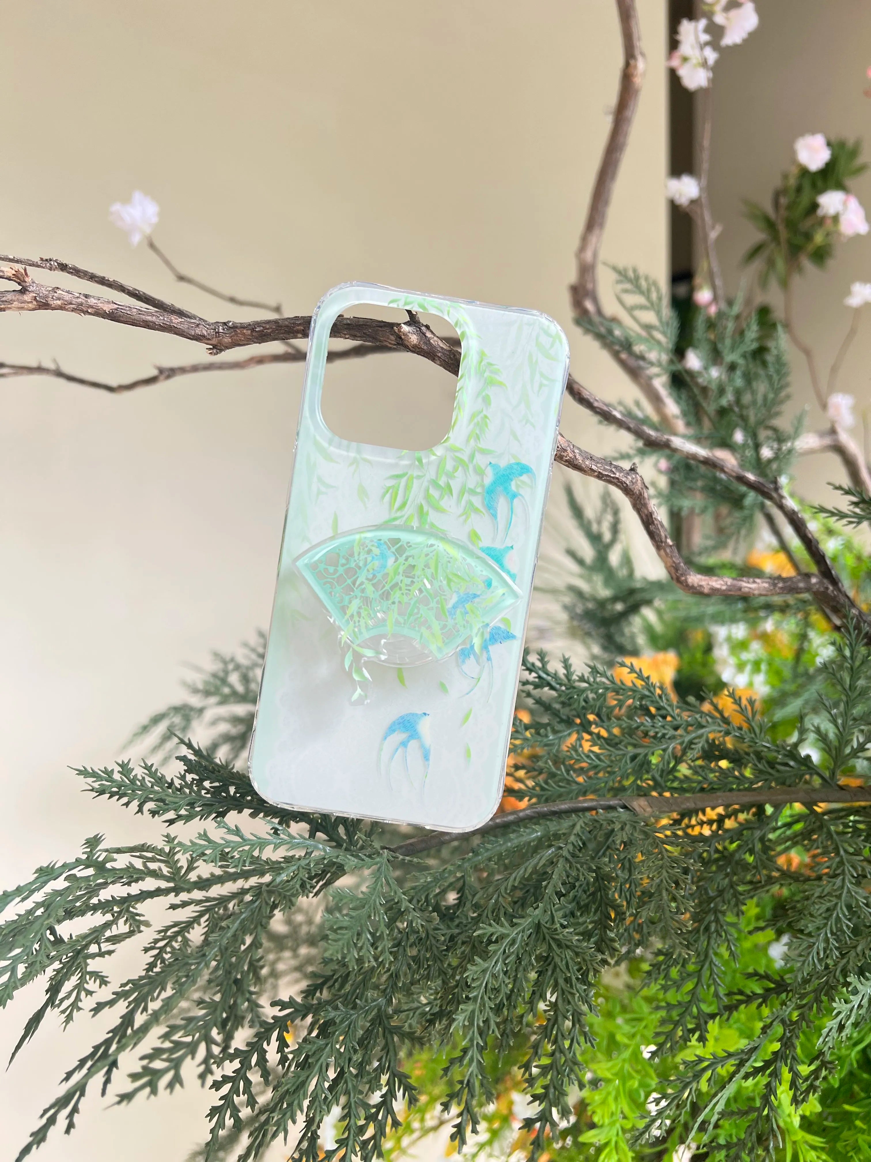 Chinoiserie Spring Willow & Swallows Frosted IMD Phone Case-YSH