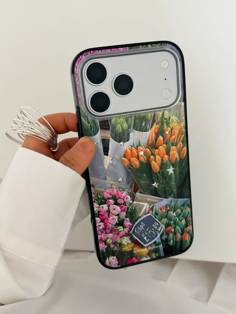 Mirror Star Tulip Print Magnetic Phone Case