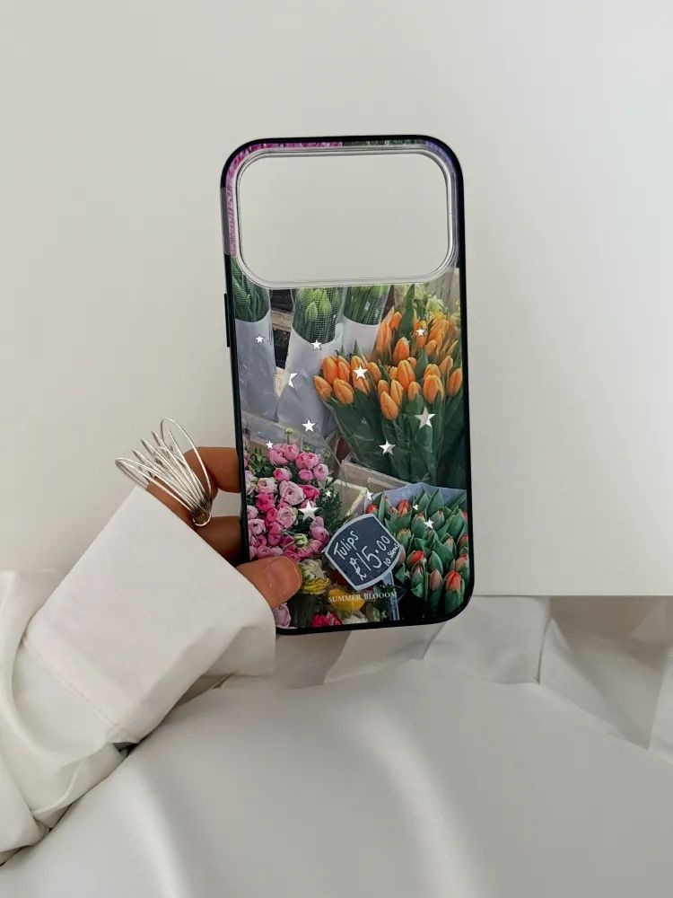 Mirror Star Tulip Print Magnetic Phone Case