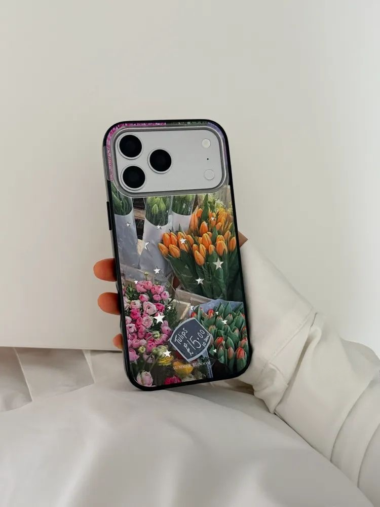 Mirror Star Tulip Print Magnetic Phone Case