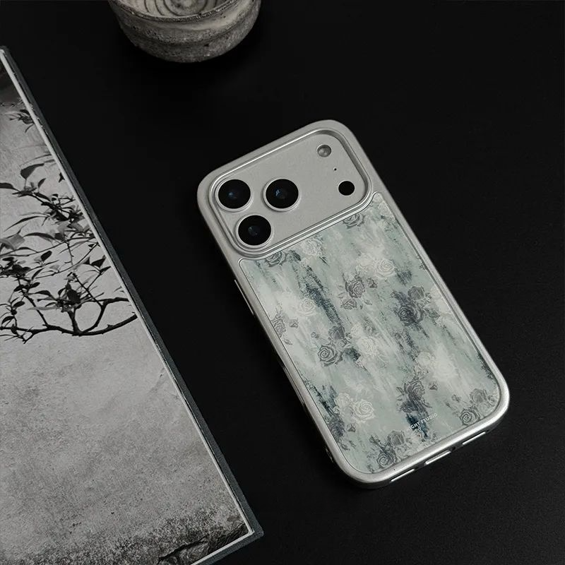 Vintage Rose Ink Wash Tempered Glass Phone Case-NS