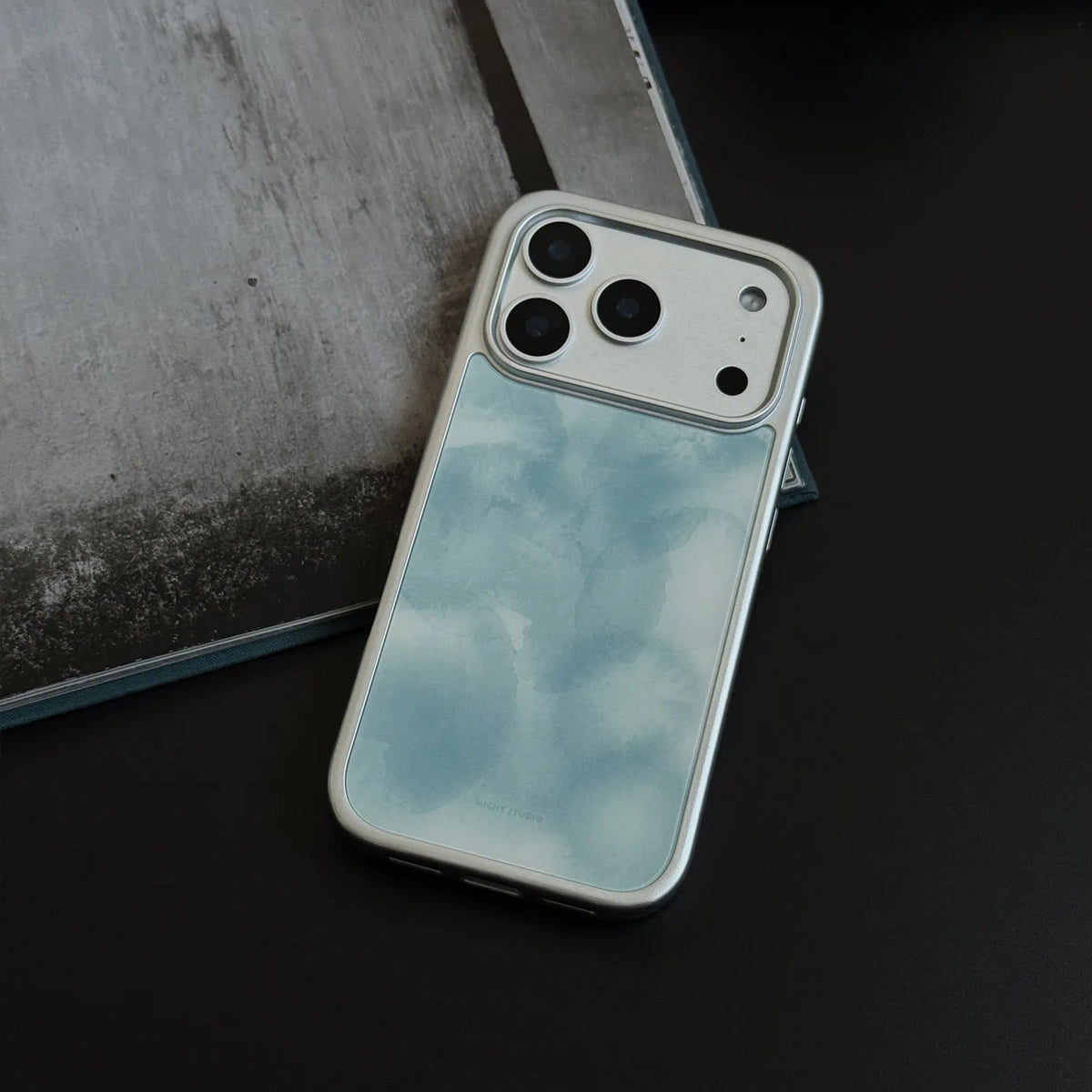 Cyan Infusion Watercolor Ink Tempered Glass Phone Case-NS