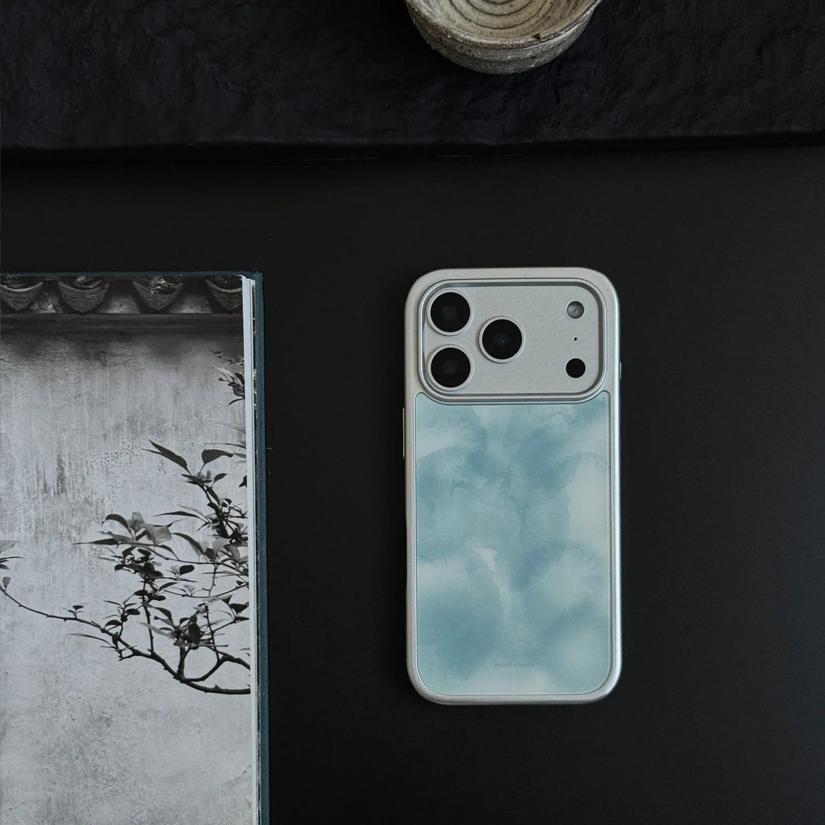 Cyan Infusion Watercolor Ink Tempered Glass Phone Case-NS