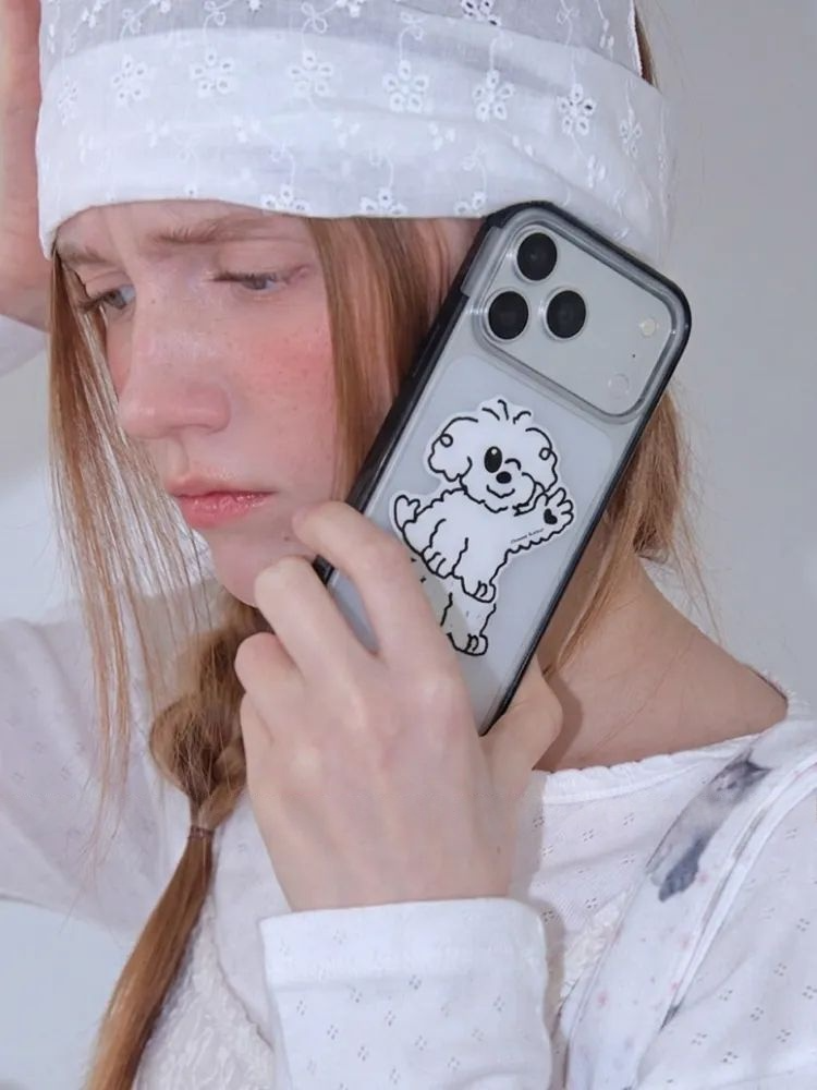 Hand-Drawn Line Art Puppy Phone Case with MagSafe