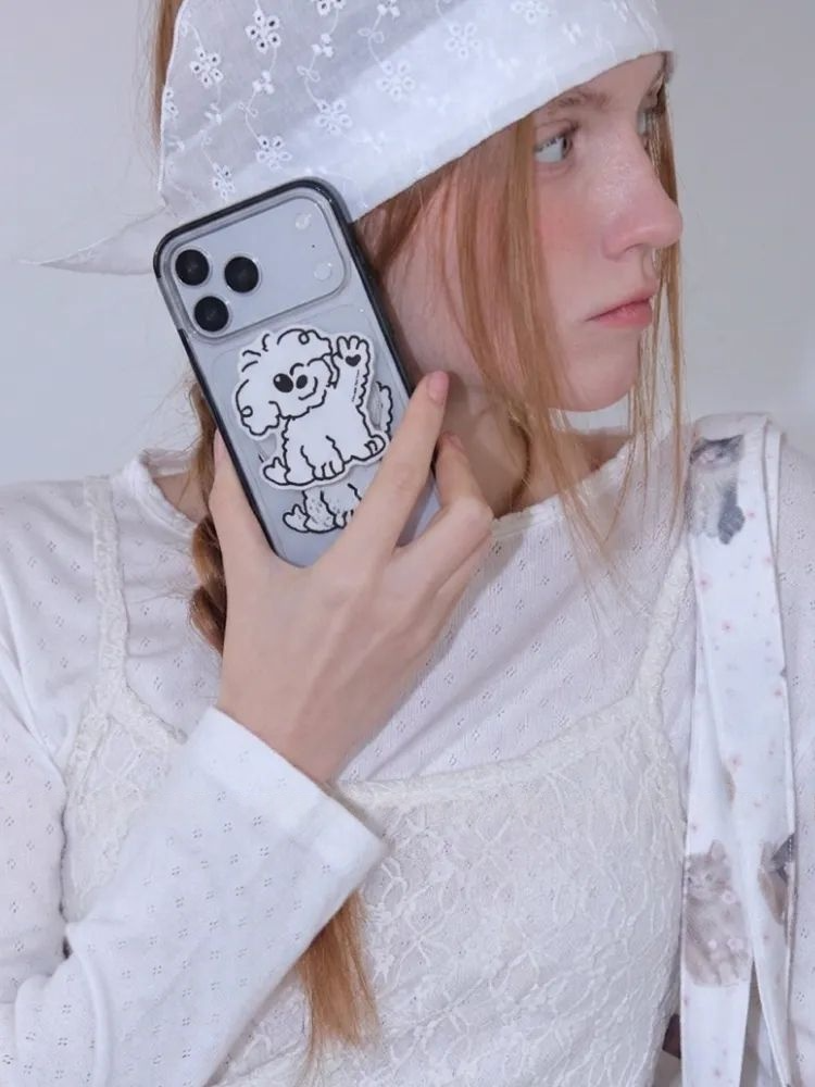 Hand-Drawn Line Art Puppy Phone Case with MagSafe