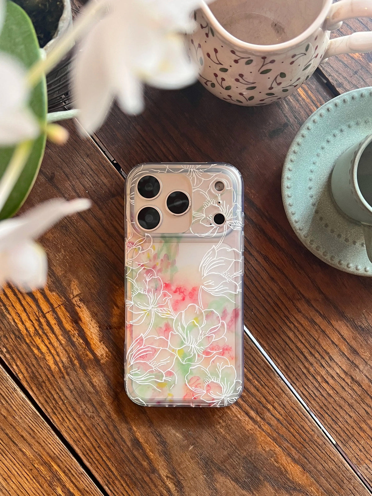 Matte Transparent Floral IMD Phone Case-YSH
