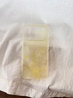 Yellow Floral Translucent Phone Case with Butterfly Grip-YSH