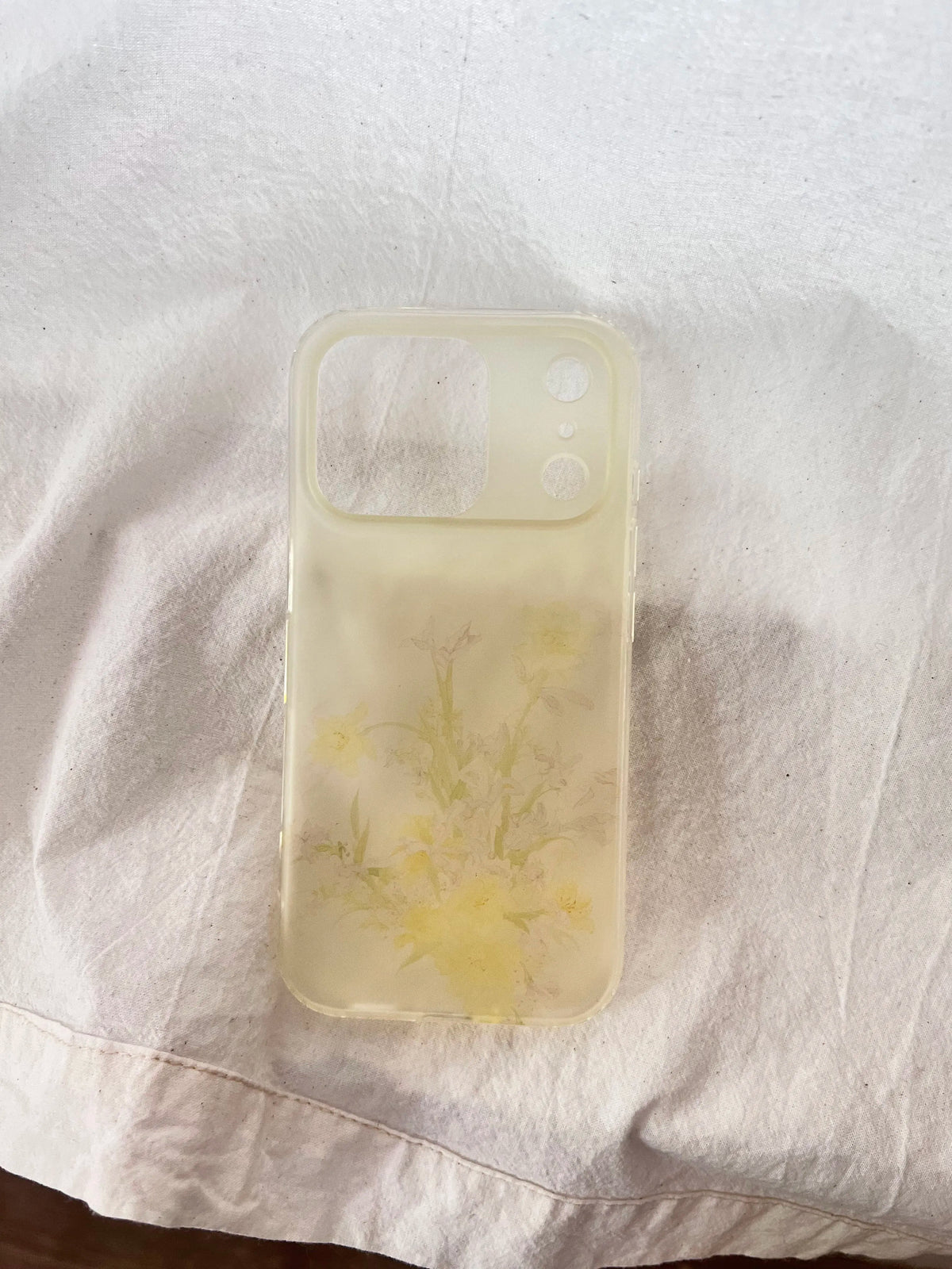 Yellow Floral Translucent Phone Case with Butterfly Grip-YSH