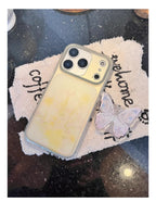 Yellow Floral Translucent Phone Case with Butterfly Grip-YSH