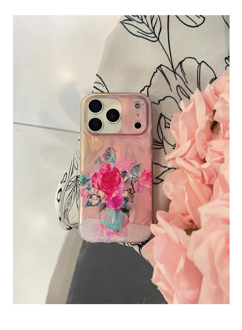 Geometric Vase Rose Floral IMD Phone Case-YSH