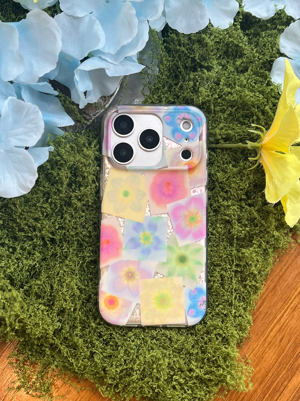 Gold Glitter Pastel Pressed Floral Collage Phone Case-YSH