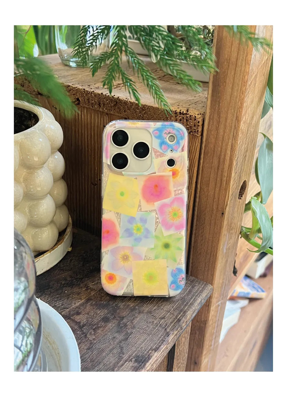 Gold Glitter Pastel Pressed Floral Collage Phone Case-YSH