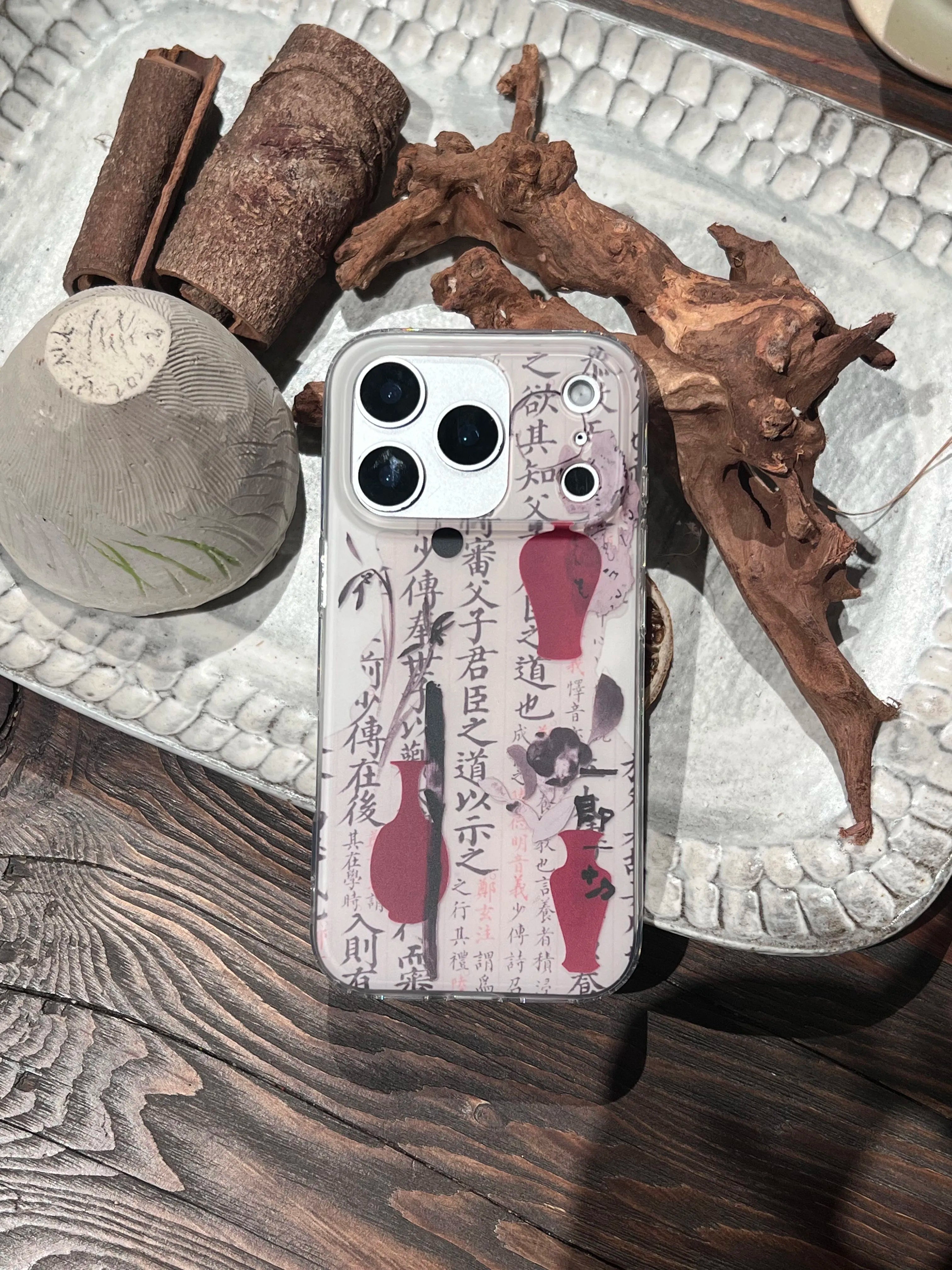 Chinoiserie Calligraphy Ink Art & Vase Print IMD Phone Case-YSH