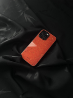 Vermilion Red with Golden Dots Tempered Glass Phone Case-MH