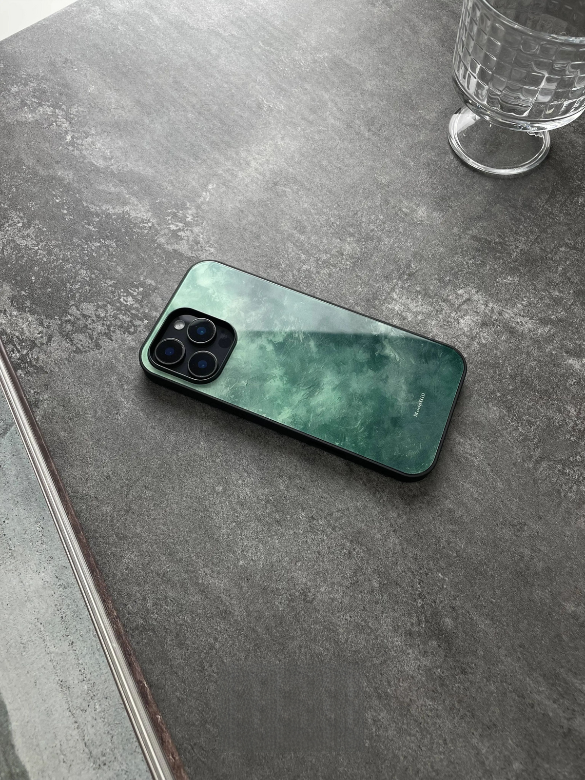 Chinoiserie Emerald Cloud Tempered Glass Phone Case-MH