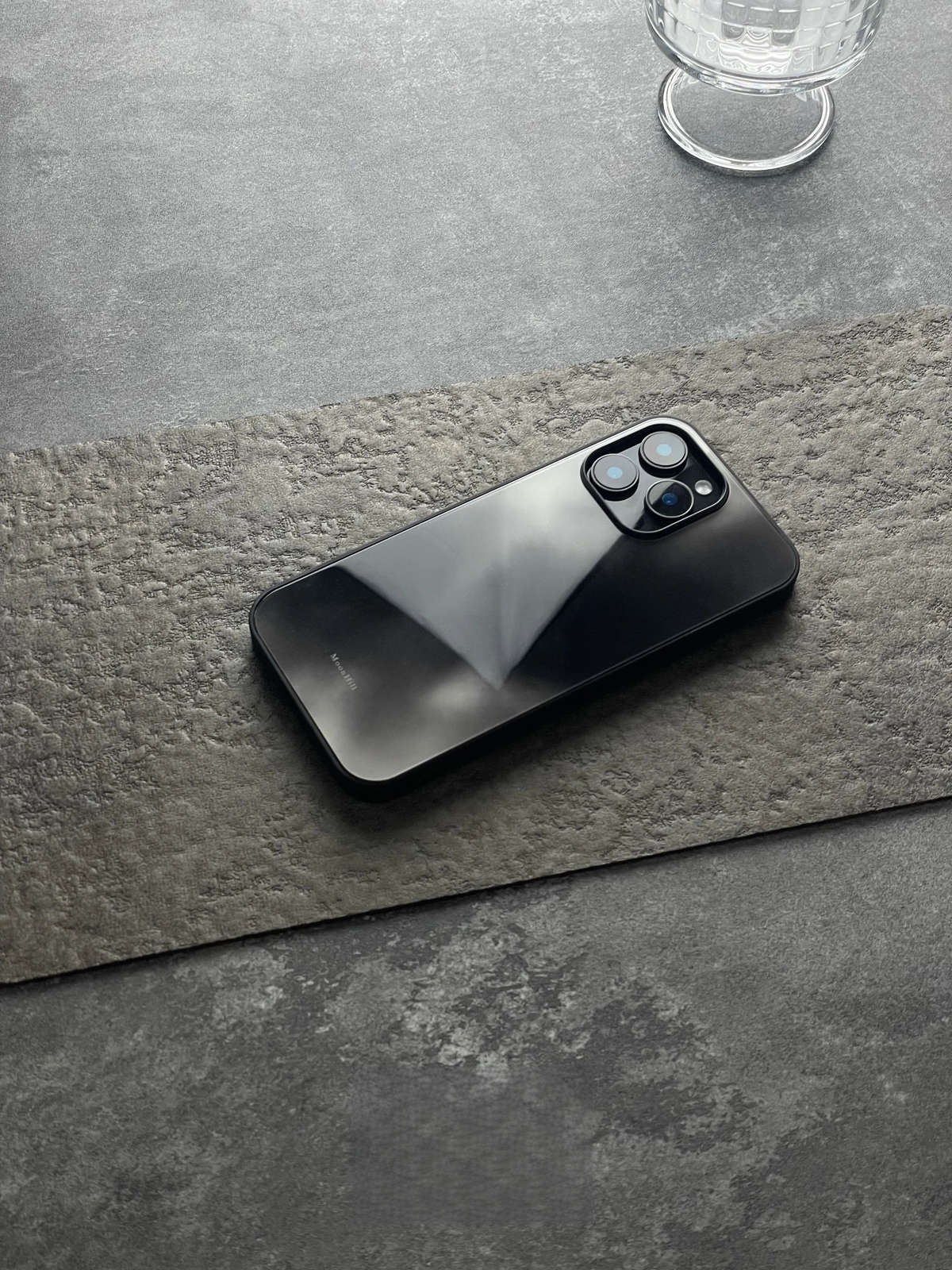 Obsidian Ink Black Tempered Glass Phone Case-MH