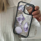 Aesthetic Purple Seashell Clear Phone Case With Black Border - SB-Mag