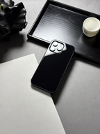 Minimalist Black Tempered Glass Phone Case-MH