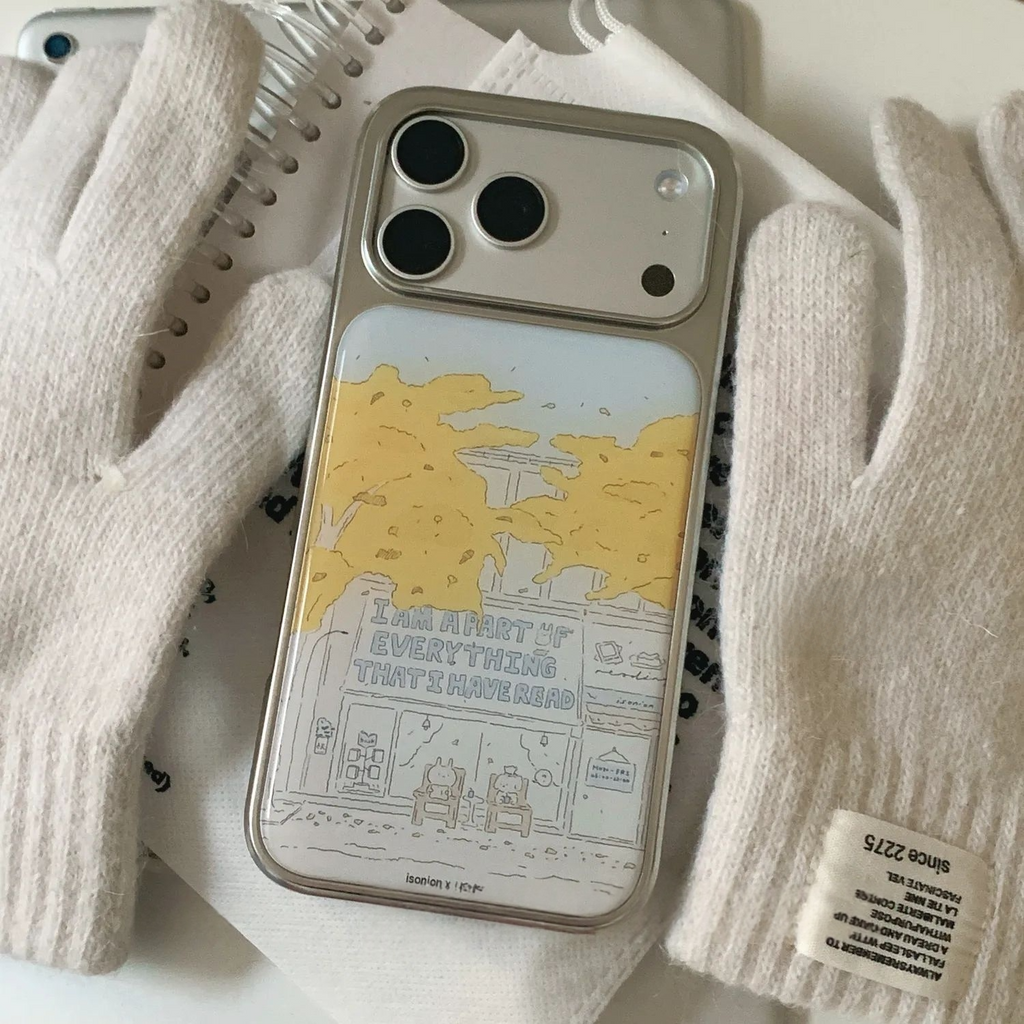 Aesthetic Illustrated Phone Case with Card Holder/Resin - BYY