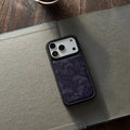 Luxury Floral Dark Purple Leather-Texture Phone Case-NS