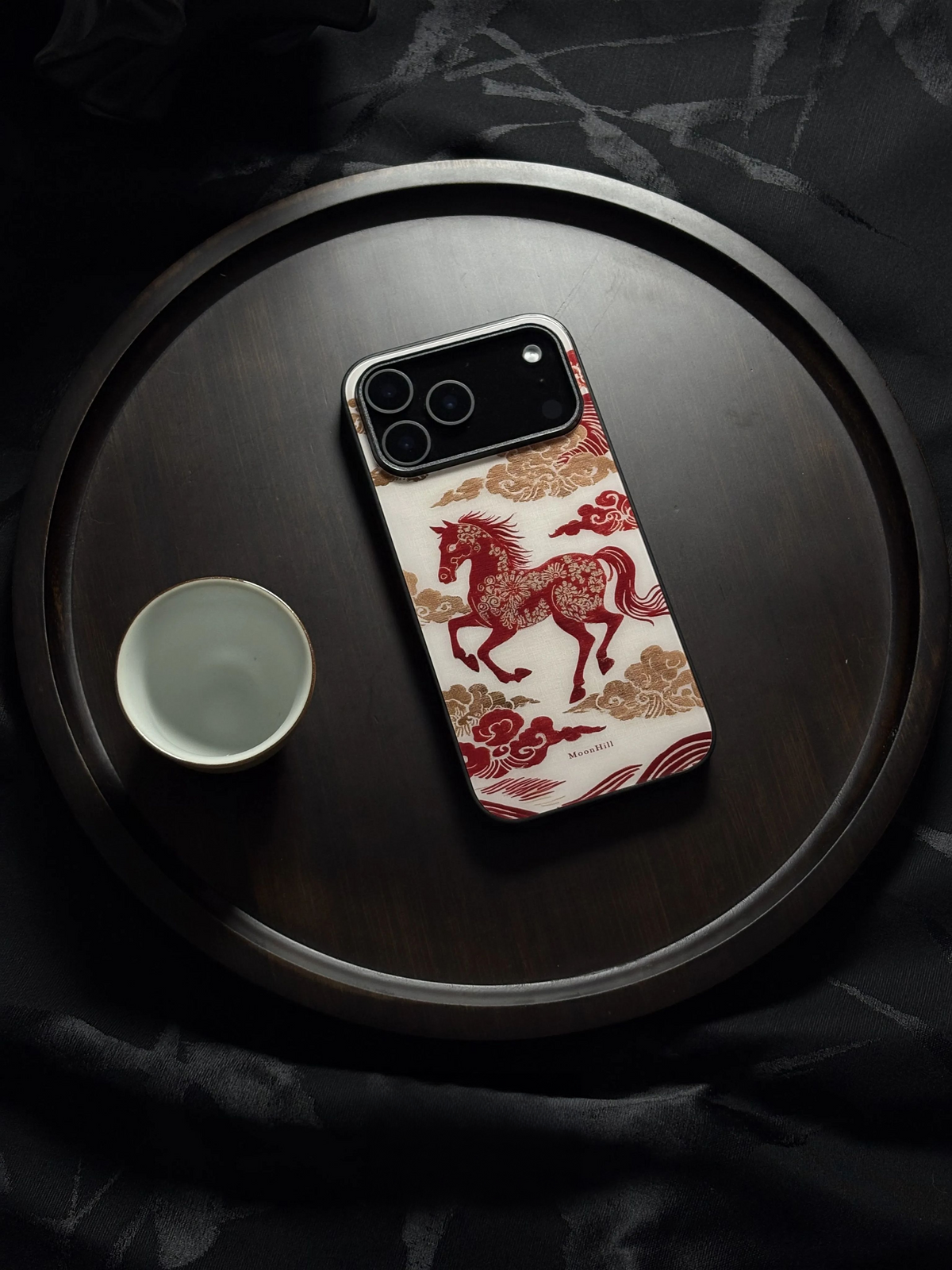Chinoiserie Auspicious Horse Tempered Glass Phone Case-MH