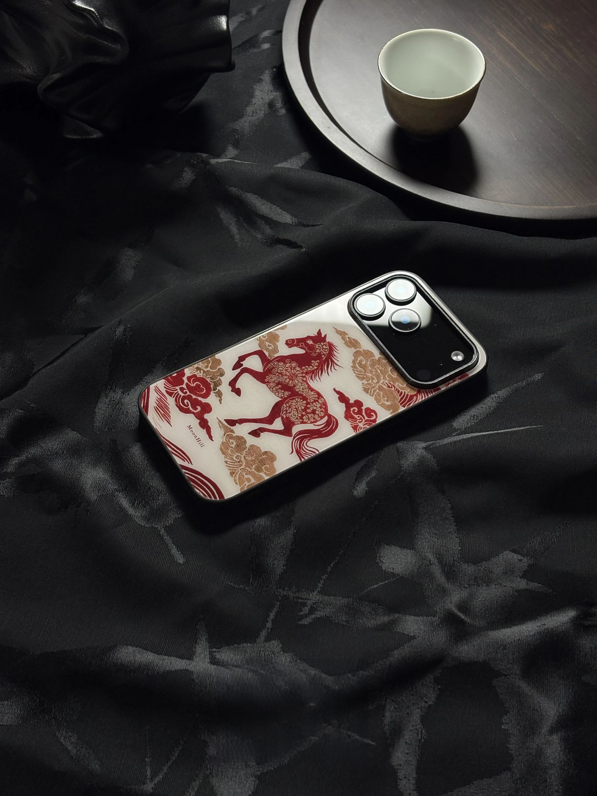Chinoiserie Auspicious Horse Tempered Glass Phone Case-MH