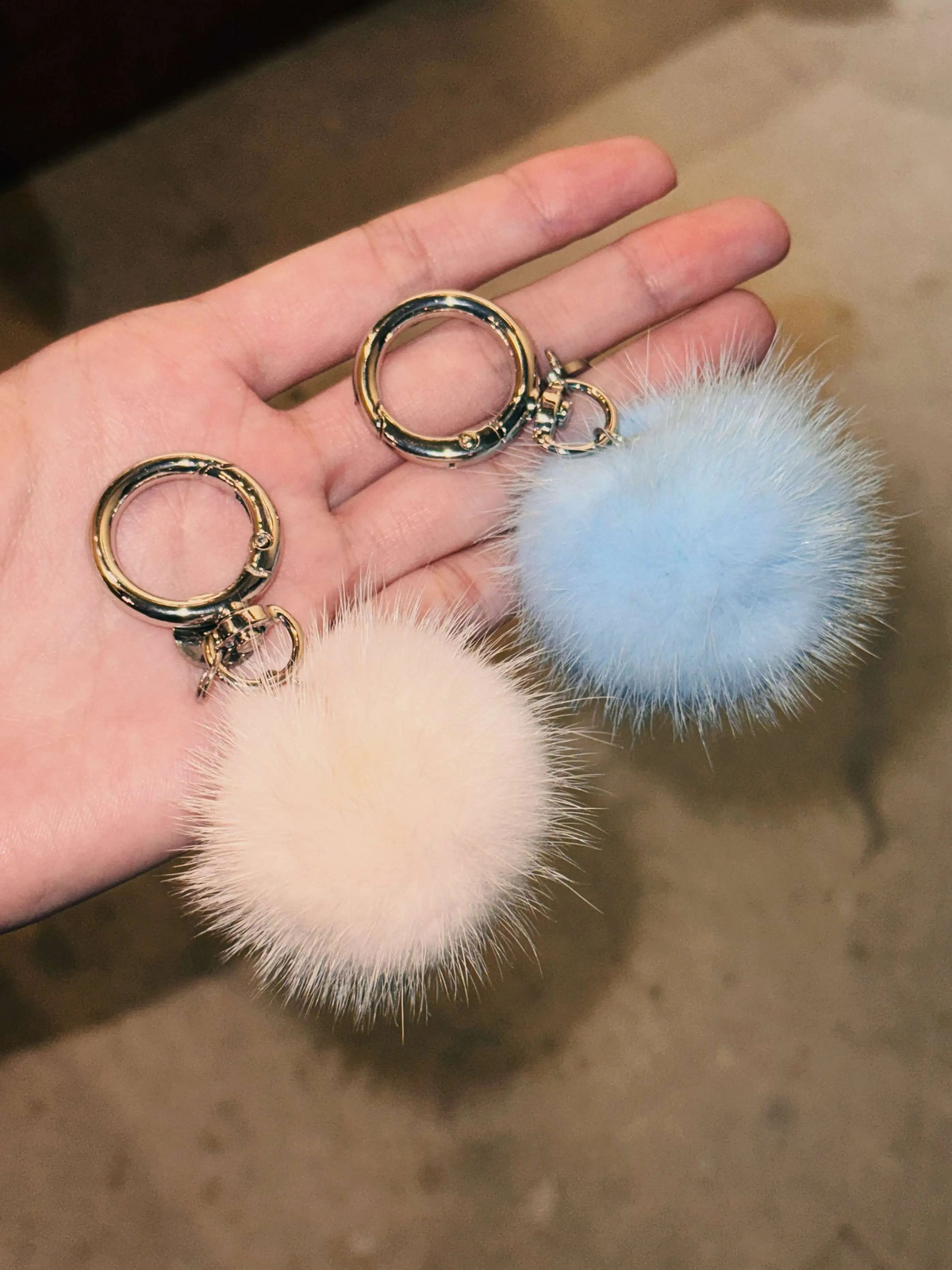Genuine Mink Fur Pom-Pom Keychain Charm