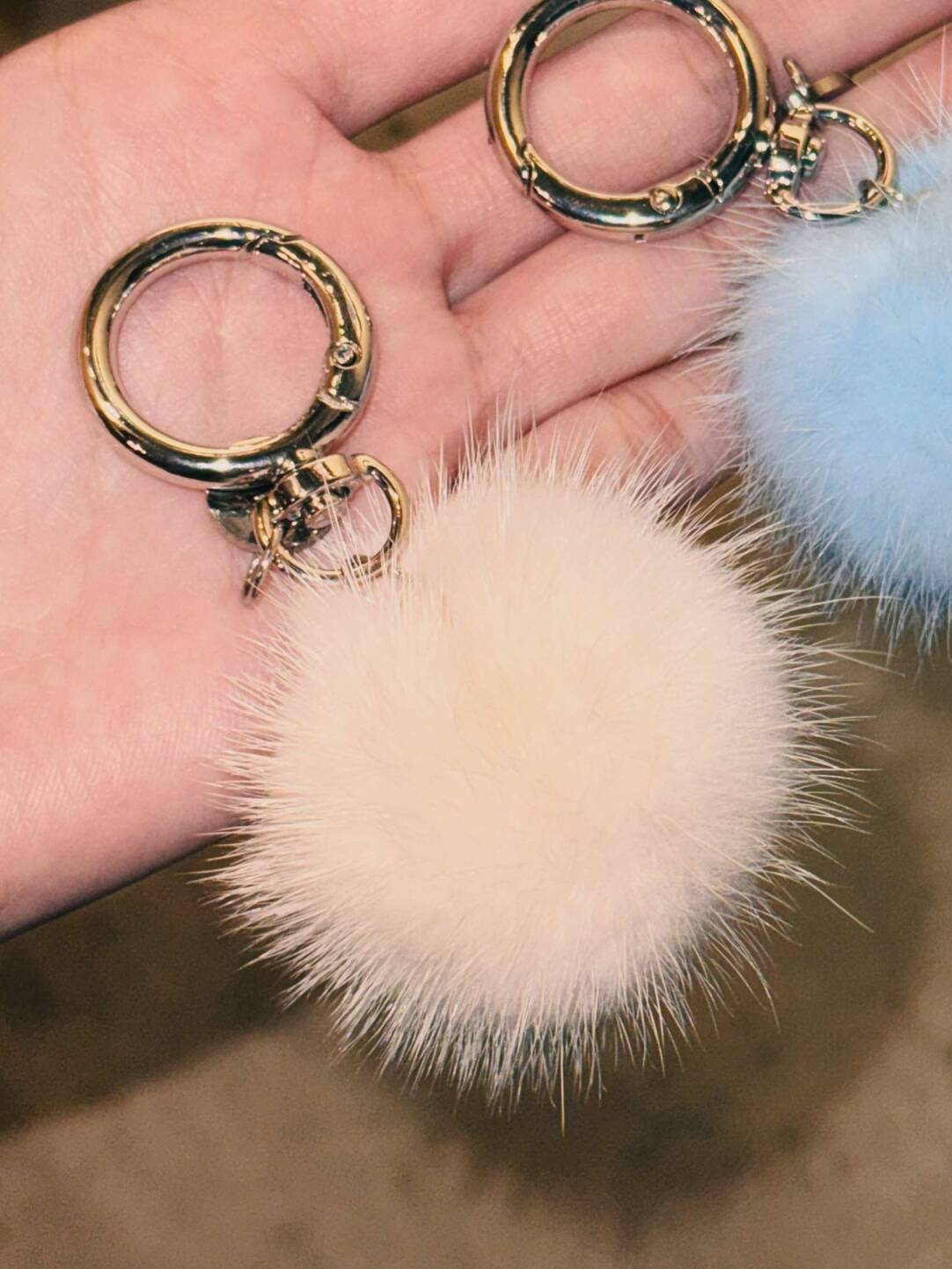 Genuine Mink Fur Pom-Pom Keychain Charm